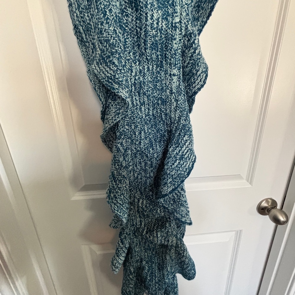 Blue Knit Scarf, Blue Crocheted Scarf and Black &Gray Infinity Scarf